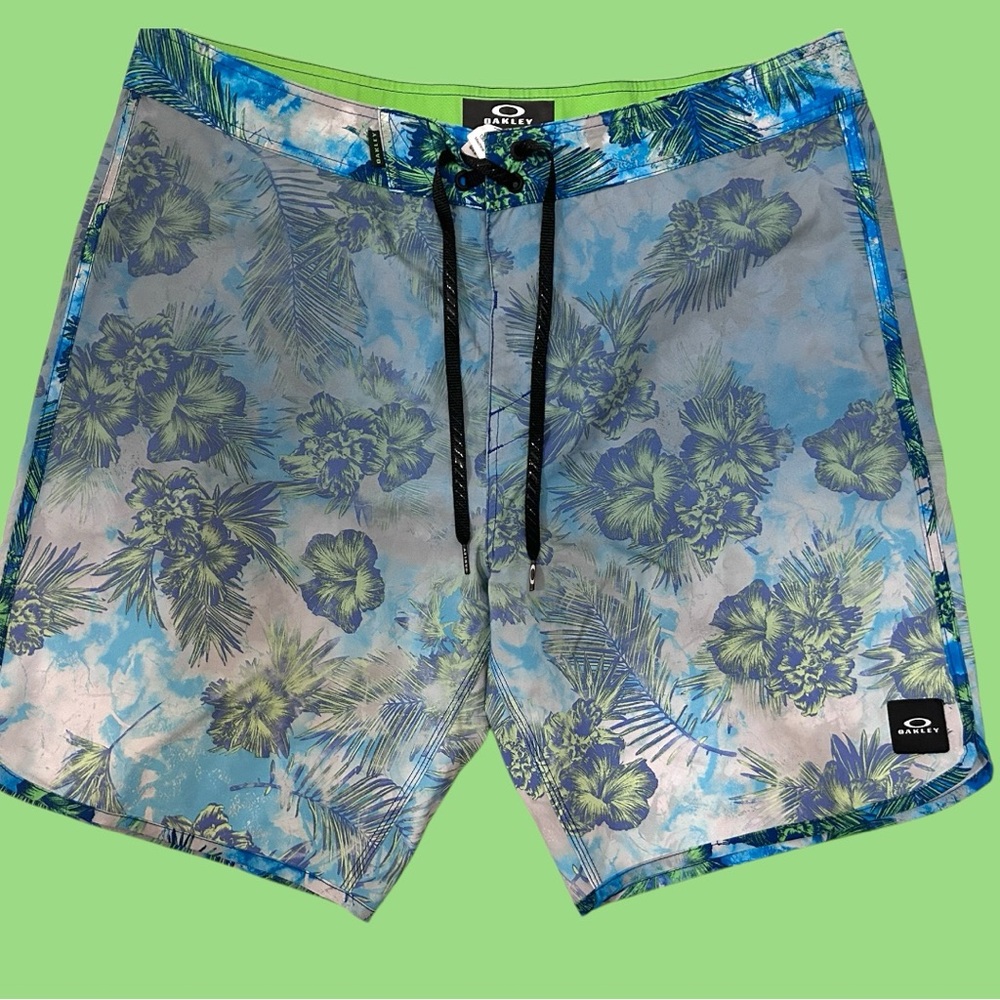 Oakley Blue and Green Board Shorts Size 38